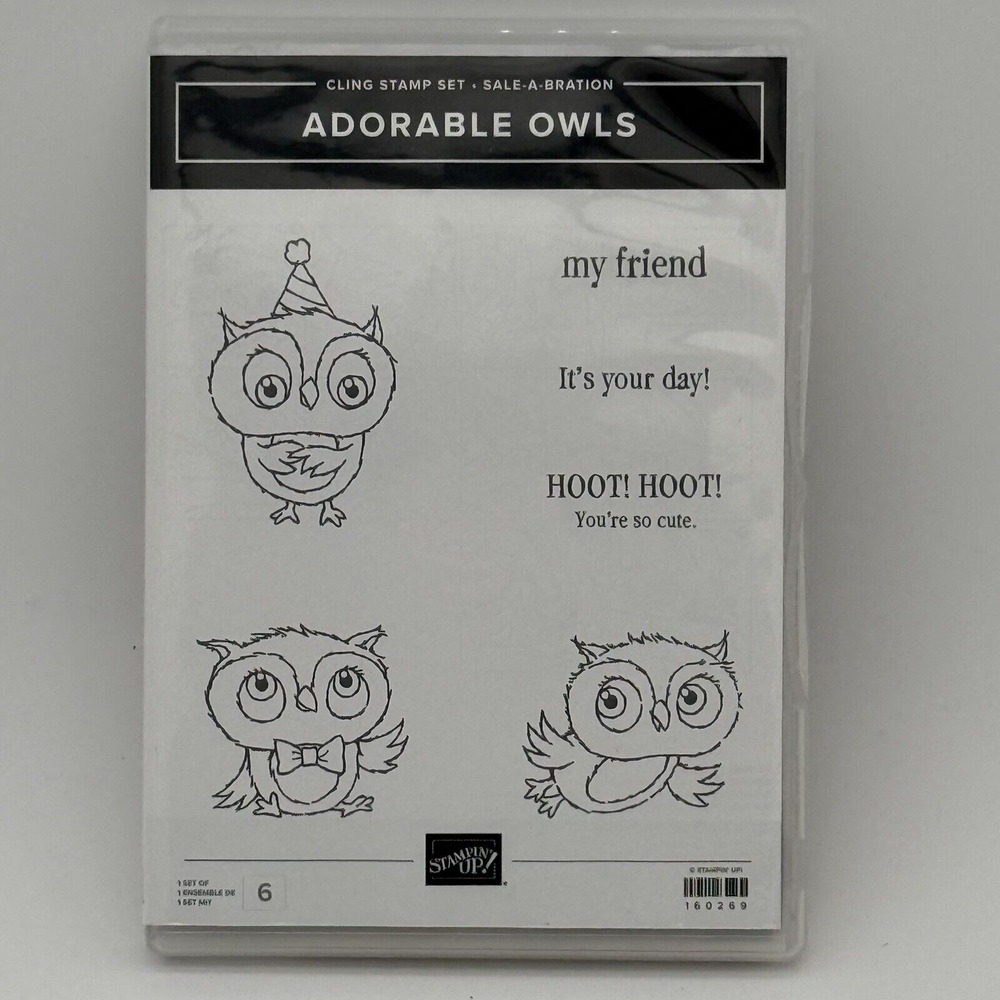 Stampin'Up Adorable Owls Cling (Rubber) Stamp Set Retired 160269 Sentiments New